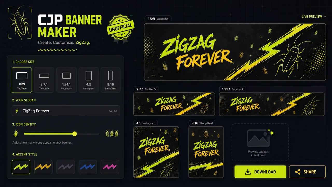 CJP Banner Maker multi-size banner preview interface
