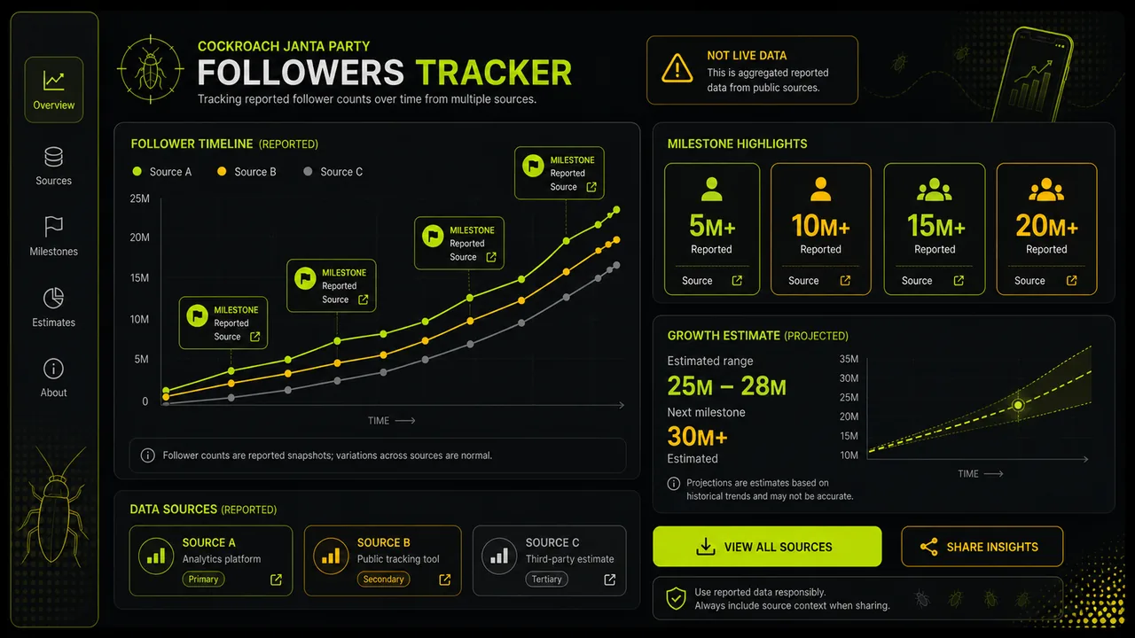 Cockroach Janta Party Followers Tracker chart visual
